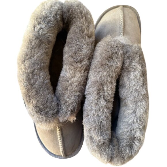 EMU Australia Sheepskin Fold-Cuff Ankle Boot Slippers Grey Suede Shearling 7 New - Picture 10 of 16